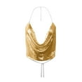 thumbnail image 2 of ZHOGXU Women Tank Top Summer Sleeveless Halter Neck Solid Color Sequins Backless Fashion Breathable Crop Top For Club Party,Gold,M, 2 of 4