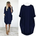 thumbnail image 3 of Askfv Women's Oversize Long Sleeve Tunic Dresses Plus Size Baggy Midi Tshirt Dress with Pockets, 3 of 4