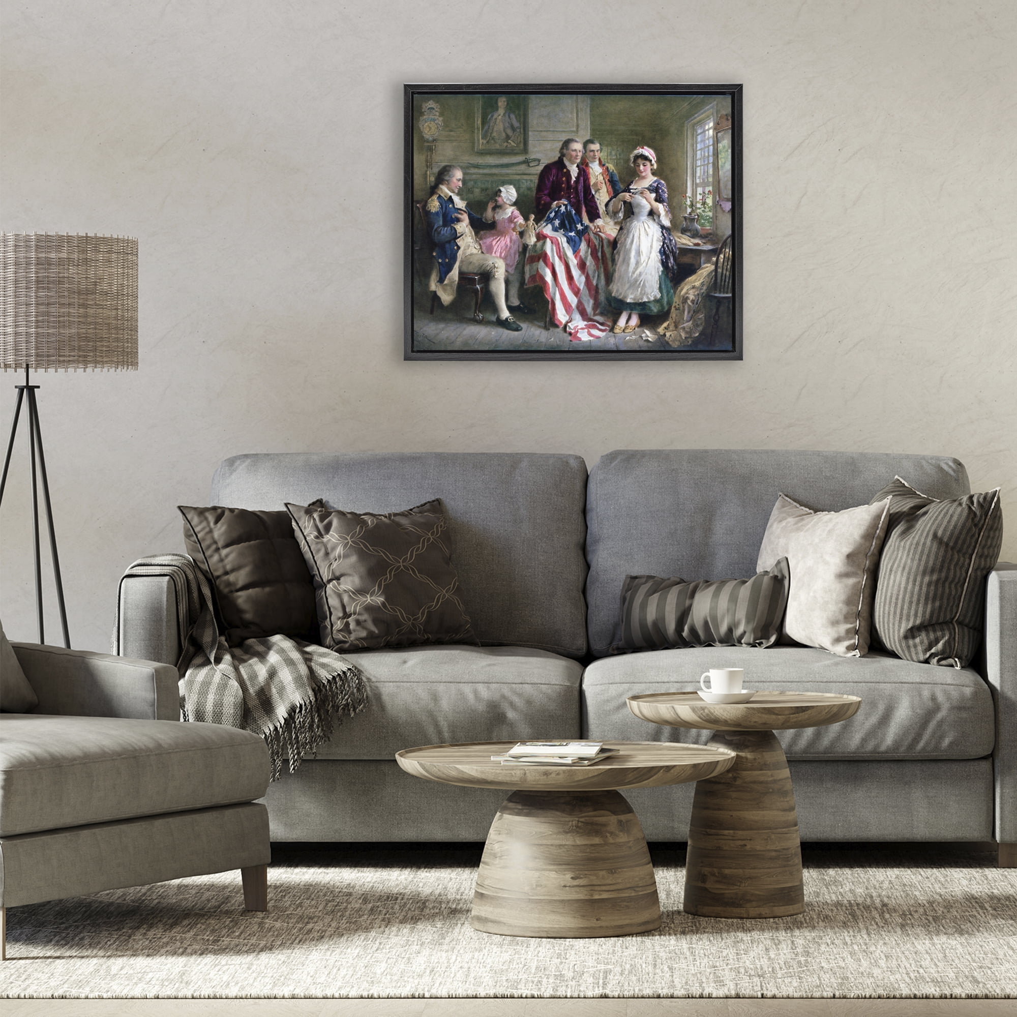 Historical Betsy Ross Black Framed Floater Canvas Wall Art, design by Arlington Prints