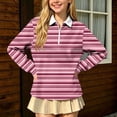 thumbnail image 2 of SERTGUTR Girls Striped Half Zip Shirt, Long Sleeve Turn Down Collar Top, Loose Casual School Uniform Shirt, Everyday Outdoor Daily Shirt, 2 of 9