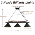 thumbnail image 2 of iMeshbean 47" 3-Light Hanging Pool Table Lights Fixture Billiard Pendant Lamp Fits E26 US, 2 of 10