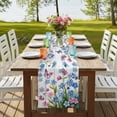 thumbnail image 4 of Table Runners 70 Inches Long Dress Scarves, Blue Spring Floral Farmhouse Coffee/Dining/Kitchen Table Decor, Holiday Table Runner, Pink Flowers Butterfly Wooden Watercolor 13x70 Inch, 4 of 9