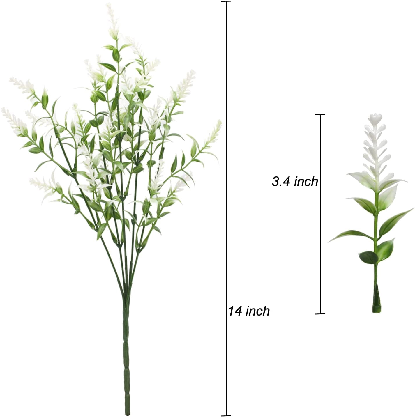 Morttic 16 Bundles Artificial Lavender Flowers, Fake Flowers Outdoor UV Resistant Artificial Flowers Faux Plastic Shrubs for Outside Porch Vase Home Window Decoration (White)