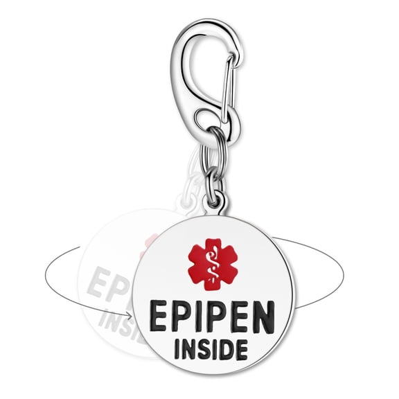 Divoti 1" Epipen Bag Tag Quick Clip Entirely Surgical Stainless Dual Sided