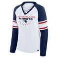 thumbnail image 2 of Women's Fanatics White/Navy New England Patriots Redzone Blitz Package Raglan Lace-Up V-Neck Long Sleeve T-Shirt, 2 of 3