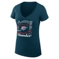 thumbnail image 2 of Women's G-III 4Her by Carl Banks Navy Oklahoma City Thunder Super-Slim Fit Lightweight Team Name Collage Graphic V-Neck, 2 of 3