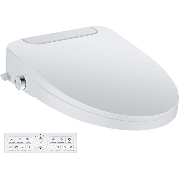 Electric Bidet Toilet Seat Elongated Warm Water with Air Dryer Heated Seat and Slow Close Lid Front and Rear Wash LED Nightlight Wireless Remote