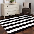 thumbnail image 4 of Rectangle Area Rug 4x6ft, Black White Horizontal Stripe Non-Shedding Washable Area Rug, Simple Texture Non Slip Low-Profile Rugs for Living Room, Bedroom Dining Room, 4 of 9