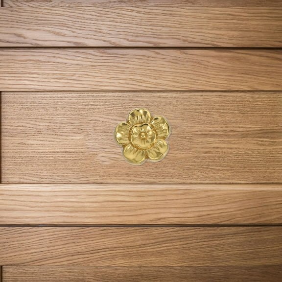 FRCOLOR Vintage Drawer Pull Rings Flower Shaped Decorative Gold Cabinet Hardware Unique Antique Dresser Knobs Elegant Furniture Handles for Kitchen Cabinets Wardrobes