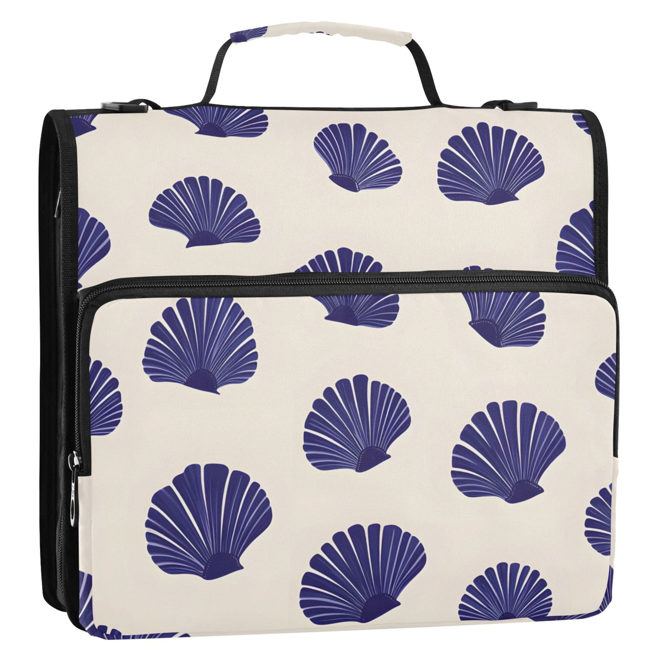 ALAZA Zipper Binder Retro Seashells 3 Ring Trapper Keeper File Folder Organizer Bag