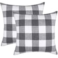 thumbnail image 1 of Ensemble de 2 Housses de Coussin à Carreaux Gris et Blanc, 16 x 16 Pouces, 1 of 7