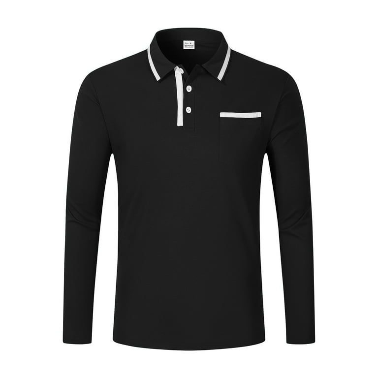 SAATLERI Long Sleeve Polo Shirts for Men Casual Button Down