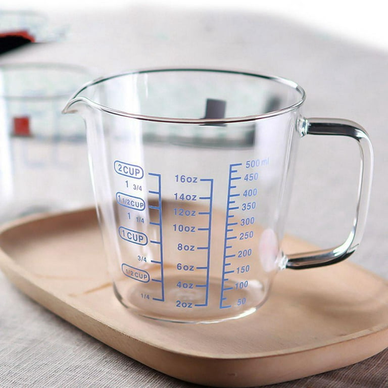 Borosilicate Glass Wet and Dry Measuring Cup with Oversized Measurements, Clear, Size: 500ml/16.9oz