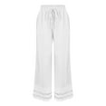 thumbnail image 5 of White Linen Pants Women Summer 2025 New Women's Casual Loose Fitting Waist and Ankle Patchwork Lace Cotton and Linen Pants, 5 of 5
