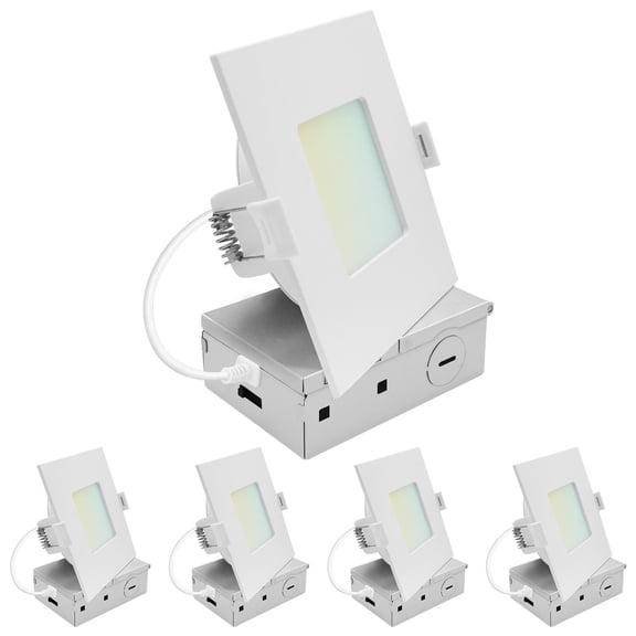 LUXRITE 4 In. LED Square ECO Backlit Mini Panel Light, 5CCT 2700K-5000K, 1000LM, 11W 100 Beam Dimmable ETL Rated 4 Pack