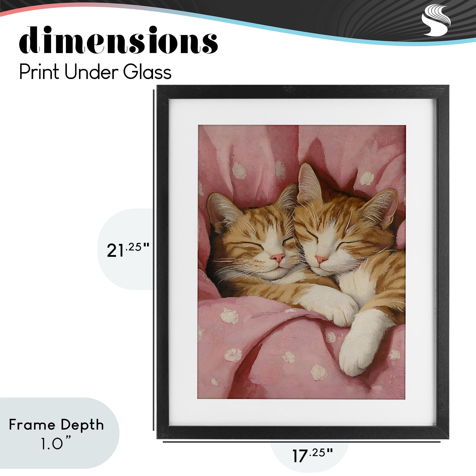 Stupell Industries Sleeping Orange Cats Embrace Black Framed Print Under Glass, design by The Prints Vibe