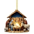 thumbnail image 4 of Clearance!3.15in Nativity Scene Christmas Ornament, Acrylic Hanging Ornament, Holy Family Birth of Christ Mary Jesus Decor, Indoor Outdoor Christmas Tree Decoration Religious Xmas Gift, 4 of 7
