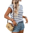 thumbnail image 2 of Women Sweater Vest Top Striped Sleeveless Knit Tank Tops Summer Outfits Blue S, 2 of 10