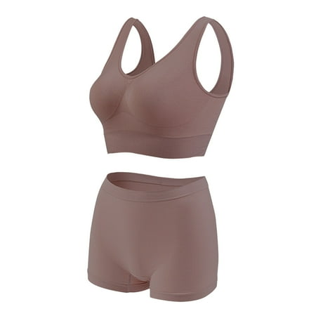Clearance!Uooqdmx Lingerie for Women Plus Size Lingerie Sports Bra Fitness Running Yoga Vest without Rims Large Size Breathable Sports Bra Set Women s Lingerie  Sleep & Lounge Coffee M