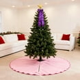 thumbnail image 5 of Velvet Christmas Tree Skirt 48 inch Ruffled Holiday Tree Skirt with Bow for Rustic Xmas Tree Decoration(Pink), 5 of 6