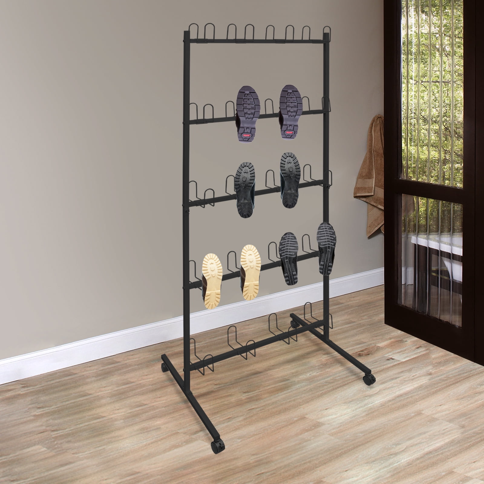Boxing Gloves Drying Rack, Boxing Glove Storage Stand with Universal Wheels, Metal Boxing Glove Drying Display Rack