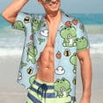 thumbnail image 5 of Lsque Cute Floral Frog pattern Hawaiian Shirt for Men, Unisex Summer Beach Casual Short Sleeve Button Down Shirts-Medium, 5 of 9