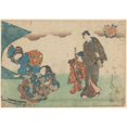 thumbnail image 2 of Toyokuni Utagawa 14x11 Black Ornate Wood Framed Double Matted Museum Art Print Titled: Stage Scene; Four Actors (Late 18th Century - Early 19th Century), 2 of 5