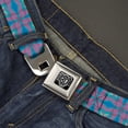 thumbnail image 2 of Buckle-Down Belt, Seatbelt Buckle Belt, Floral Kaleidoscope Blues Pinks, Youth 22 to 32 Inches, 2 of 9