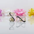 thumbnail image 2 of Dazzlingrock Collection 0.20 Carat (ctw) Round Black & White Diamond Heart Shaped Infinity Pushback Stud Earrings for Women in 14K Yellow Gold, 2 of 6