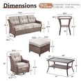 thumbnail image 4 of POCASSY 8-Piece Patio Furniture Set, 6" Thick Cushion & All Weather Brown Wicker Patio Set with Swivel Rocking Glider Chairs, Sofas, Coffee Table, Ottomans and Side Table, Ideal for Balcony, Deck, 4 of 14