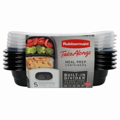 Rubbermaid 6013327 Take Alongs 3.7 Cups Food Container & Lid, Black - Pack of 5