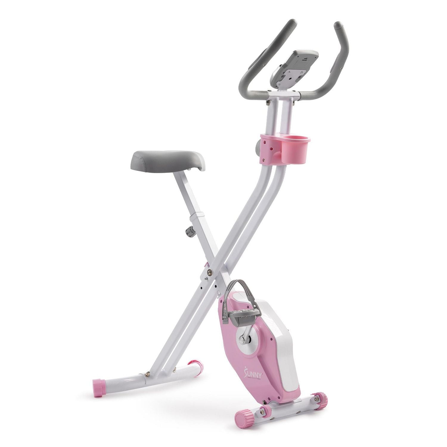 Sunny Health & Fitness Vélo d'Exercice Magnétique Pliable Rose, Pro X-Bike, Capacité de 300LB, Faible Impact, Résistance sur 14 Niveaux, Support Ergonomique, Connectivité Bluetooth Améliorée via l'App