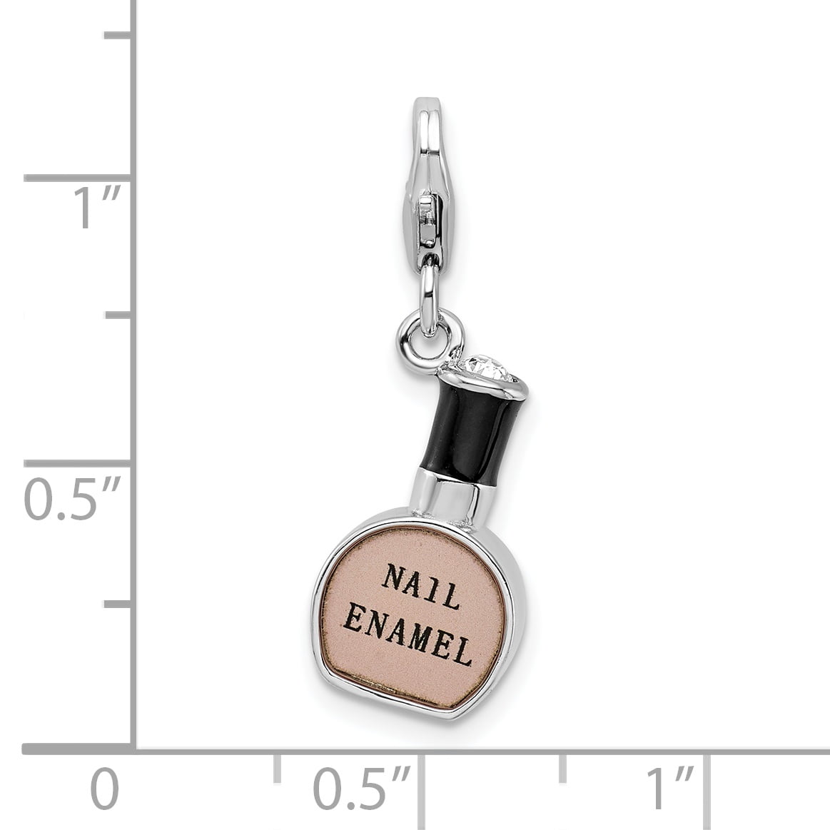 Sterling Silver Amore La Vita Polished 3-D Enameled Nail Bottle Charm Pendant with Fancy Lobster Clasp