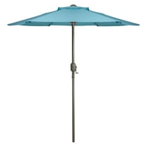 Northlight 6.5' Outdoor Patio Market Umbrella with Hand Crank - Turquoise Blue