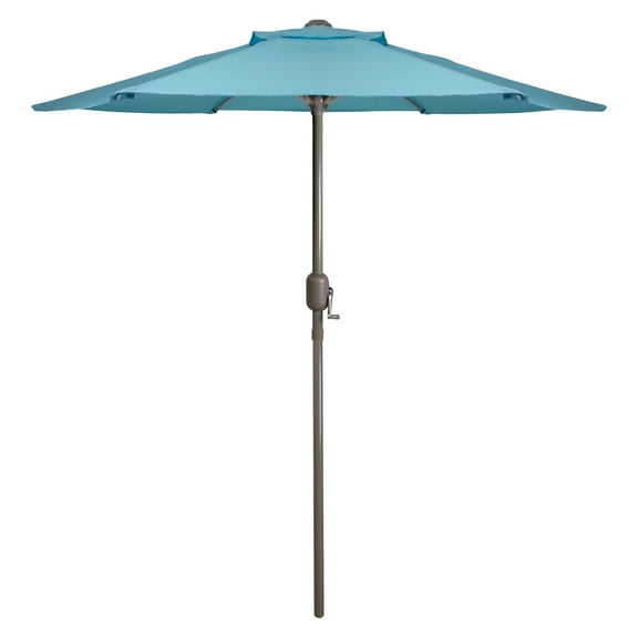 Northlight 6.5' Outdoor Patio Market Umbrella with Hand Crank - Turquoise Blue