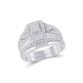 thumbnail image 2 of 10kt White Gold His Hers Round Diamond Square Matching Wedding Set 3/4 Cttw, 2 of 4