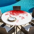 thumbnail image 6 of Modern Red Round Tablecloth, Fitted Table Cover with Elastic for 45"-54" Round Tables, Gradient Floral Abstract Bohemian White Table Cloth Outdoor Indoor Dinning Party Waterproof Tablecloths, 6 of 7