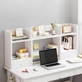 thumbnail image 1 of Desk Hutch Top Only Desktop Bookshelf Wood Storage Display Rack Countertop Organizer Over Computer for Home, Dorm, Office Supplies(White,Small), 1 of 1