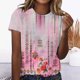 thumbnail image 1 of Fiudx Ofertas Flash Del Día Top Casual de Manga Corta con Cuello Redondo y Estampado Retro para Mujer, 1 of 4