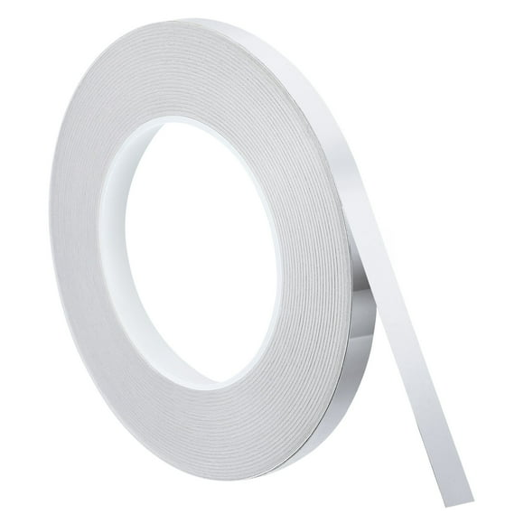 Uxcell Metallic Tape, 0.39 in x 164 ft Self Adhesive Metalized Polyester Film Tape Waterproof Shiny Washi Tape for Walls Graphic Arts Gifts Wrapping Crafts Decoration, Gloss Silver