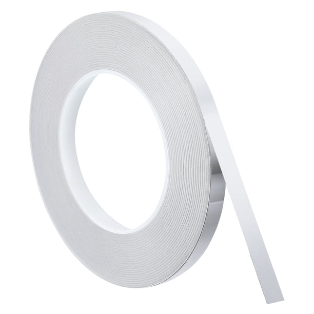 Uxcell Metallic Tape, 0.39 in x 164 ft Self Adhesive Metalized Polyester Film Tape Waterproof Shiny Washi Tape for Walls Graphic Arts Gifts Wrapping Crafts Decoration, Gloss Silver