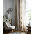 thumbnail image 2 of Nvzi Cortina de lino y algodón estilo bohemio con estampado geométrico de pompones de colores, paneles transparentes bohemios para dormitorio y sala de estar, 1 pieza, 59" de ancho y 86" de largo, 2 of 5