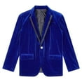thumbnail image 3 of TiaoBug Kids Boys Velvet Formal Suit Jacket Notch Lapel One Button Blazer Coat for Wedding Party Royal Blue 12, 3 of 7