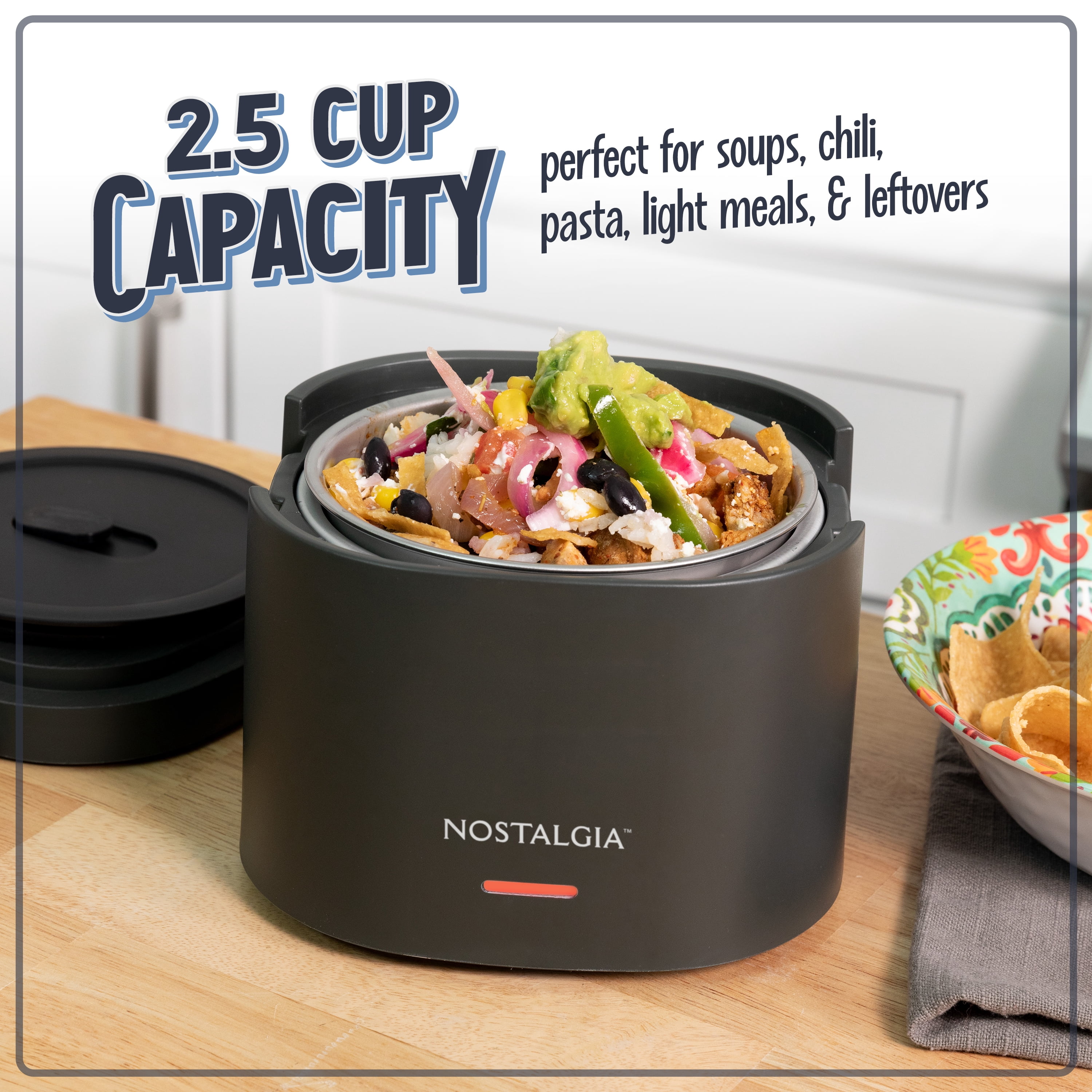 Nostalgia 20 oz Portable Heated Lunch Box with Stainless Steel Lunch Container, Black