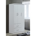 thumbnail image 2 of Hodedah Import 3 Door Armoire w/ Clothing Rod, Shelves, & 2 Drawers, White, 2 of 6