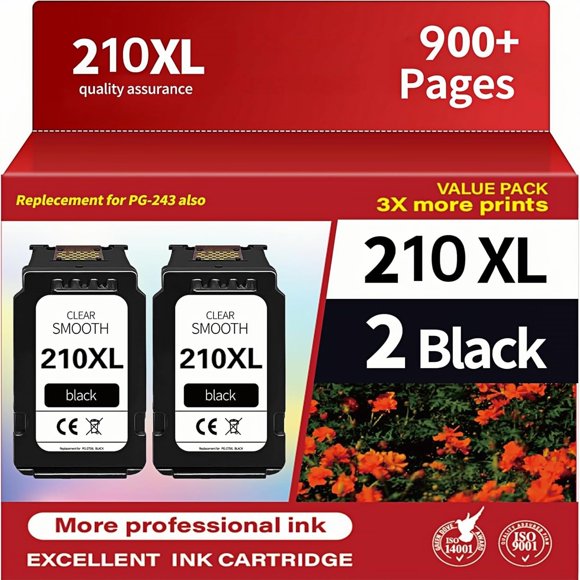 Cartucho de tinta PFKink 210XL negro de alto rendimiento, paquete de 2