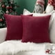 thumbnail image 1 of Fundas de almohada de terciopelo MIULEE, 36 x 36 cm, color rojo vino suave, paquete de 2, 1 of 8