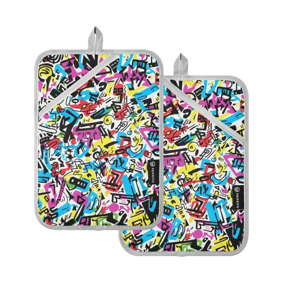 ALAZA Abstract Pattern Pot Holders Set of 2 Heat Resistant Kitchen Oven Mitts