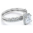 thumbnail image 3 of JeenMata 1.5 Carat cushion cut Moissanite and Diamond Halo Vintage Bridal Wedding Ring Set in 10k White Gold, 3 of 7