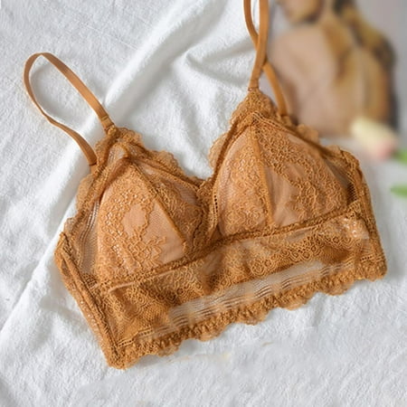

Womens Sexy Lace Bralette Adjustable Strap V Neck Everyday Bra